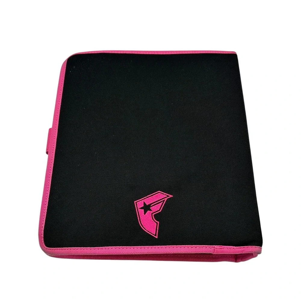 Famous Stars and Straps Pink Black 3 Ring Binder Zip Organizer Y2K Skater Logo